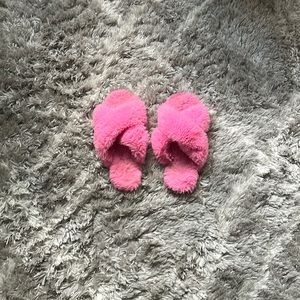 Pink fluffy slippers